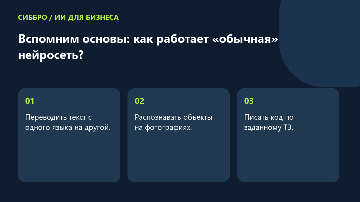 Вспомним основы: как работает «обычная» нейросеть?