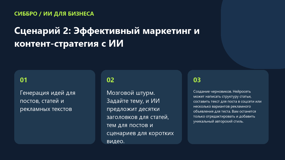 Сценарий 2: Эффективный маркетинг и контент-стратегия с ИИ