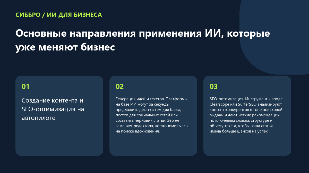 Основные направления применения ИИ, которые уже меняют бизнес