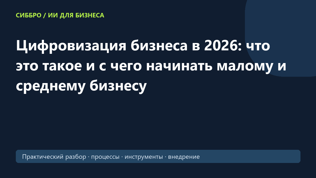Цифровизация бизнеса в 2026: что это такое и с чего начинать малому и среднему бизнесу
