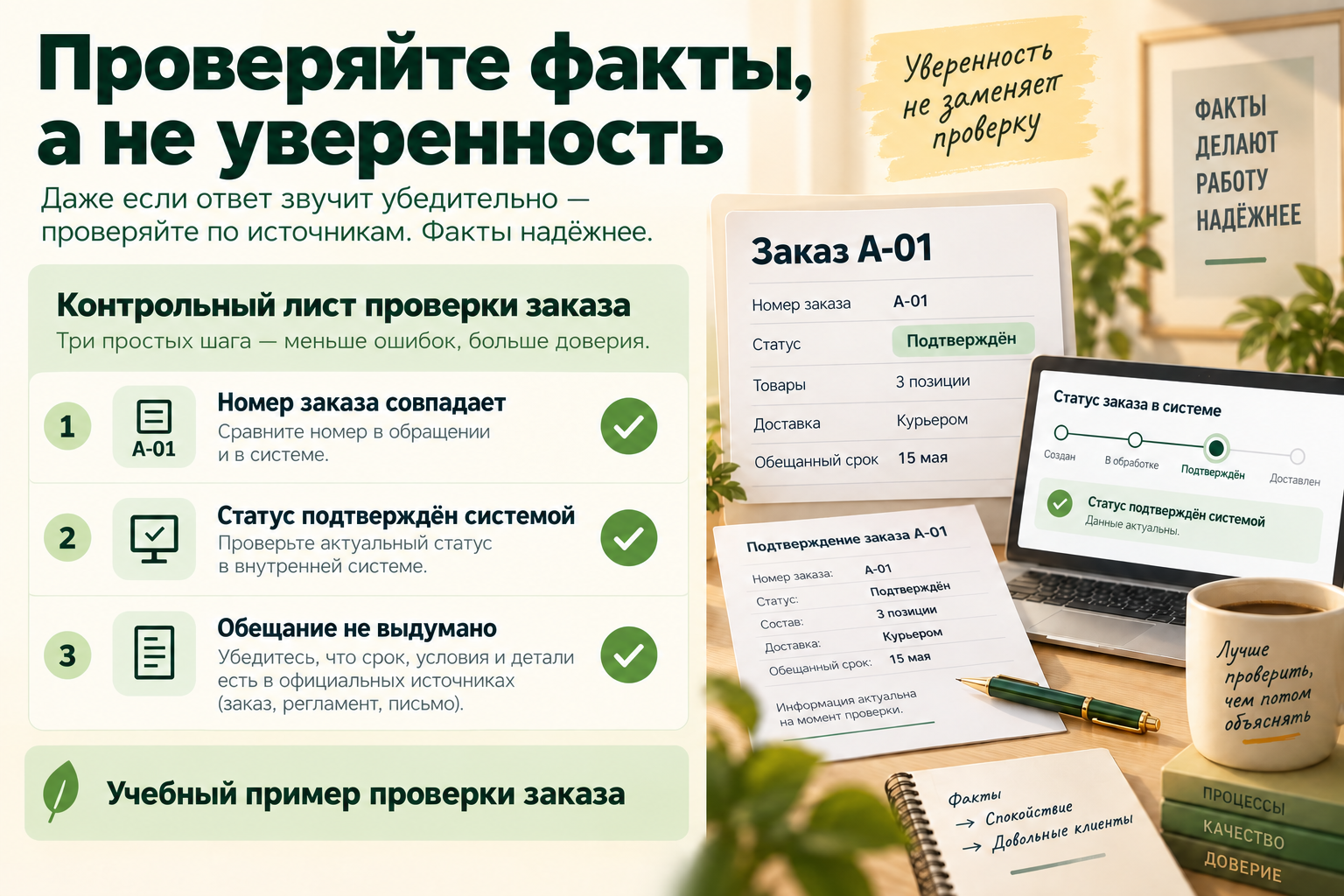 Критерии проверки статуса заказа