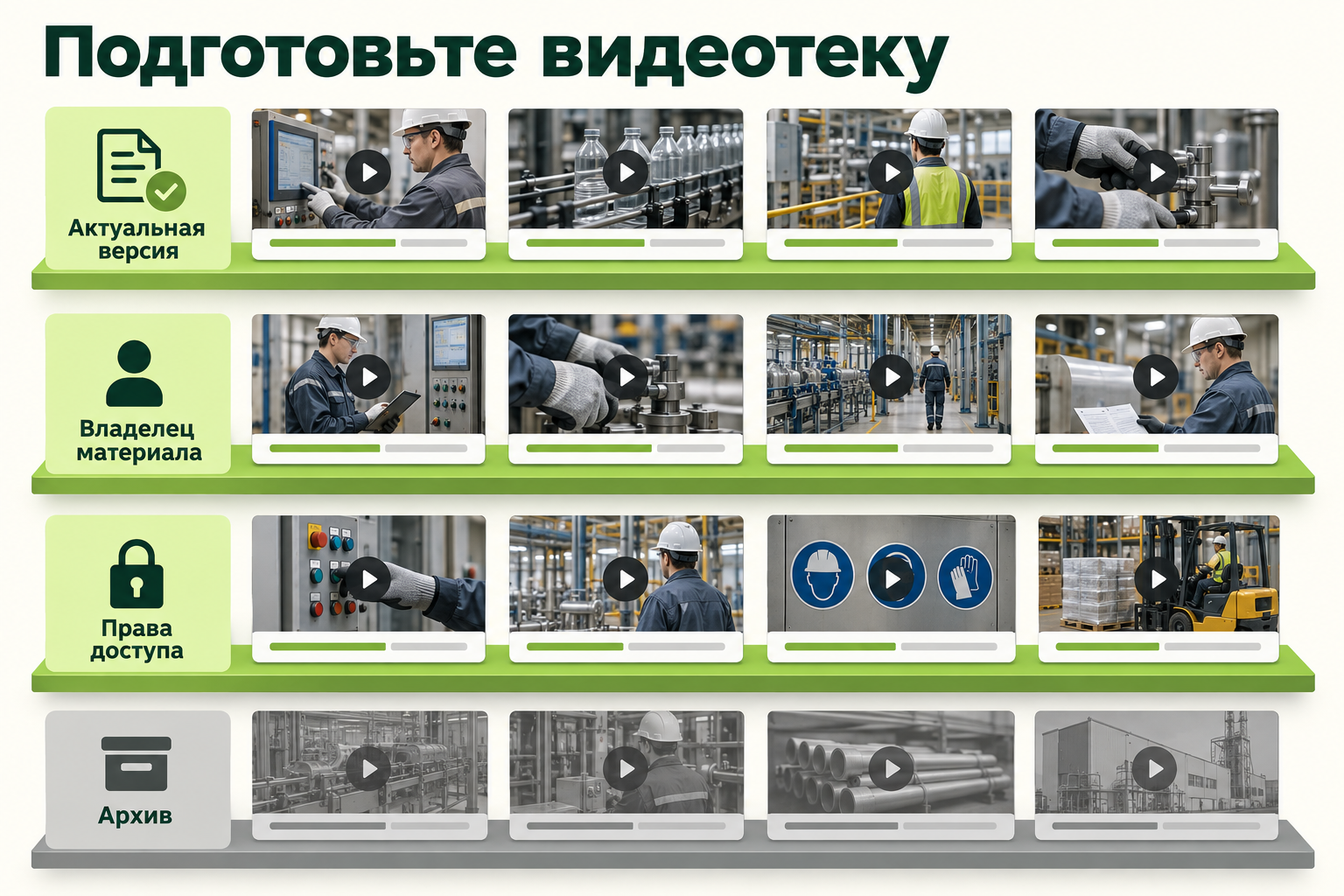 Подготовка видеотеки с версиями и доступами