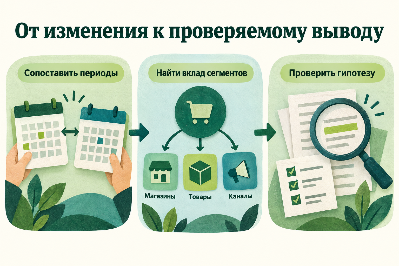 Три шага проверки изменения показателя